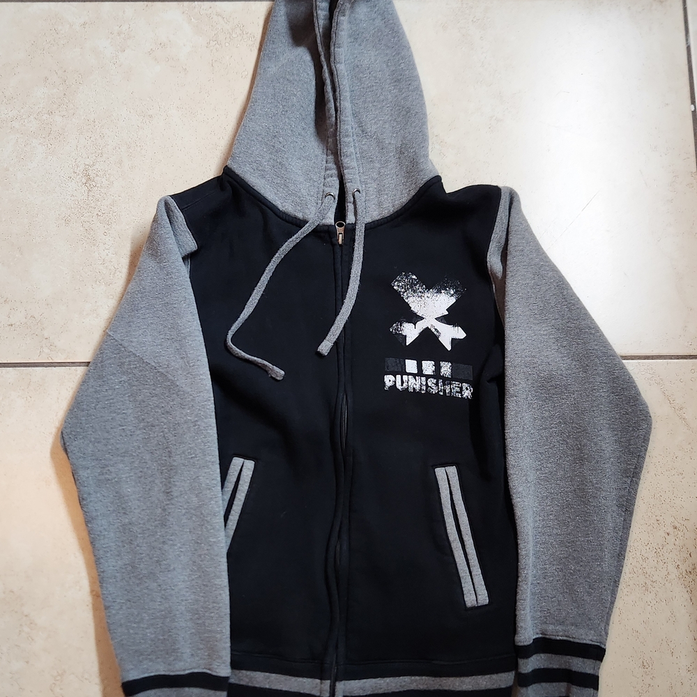 Black and Gray Punisher Hoodie